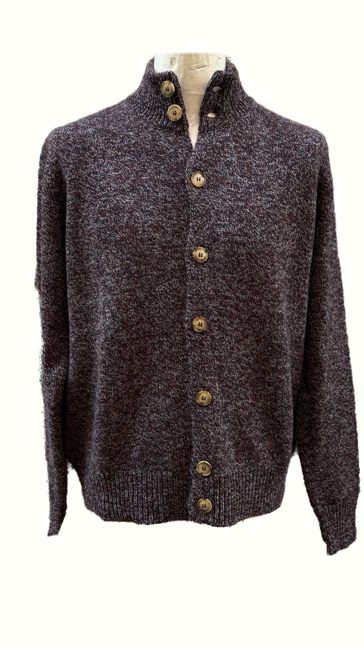 Cardigan con bottoni bordeaux moulinè