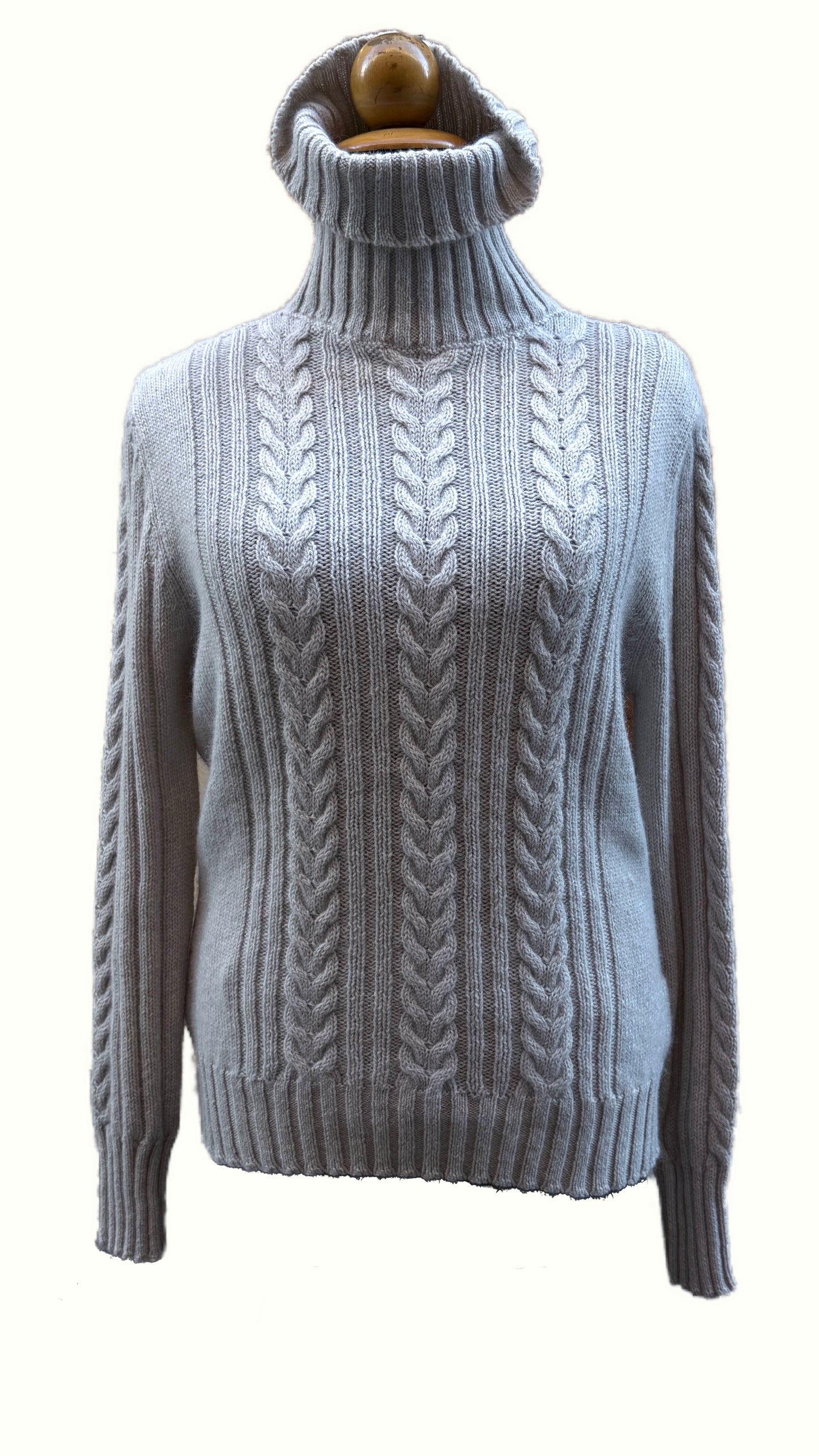 Dolcevita con trecce beige melange