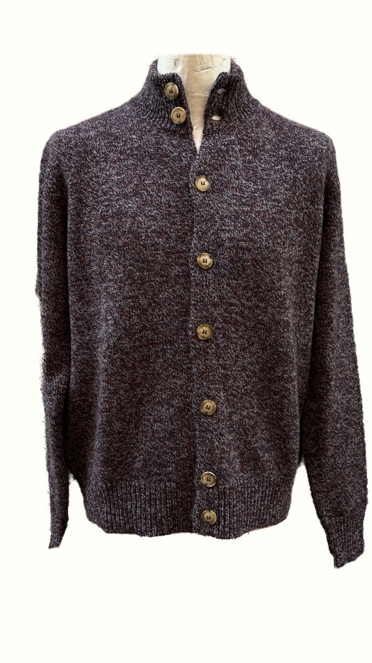 Cardigan con bottoni bordeaux moulinè