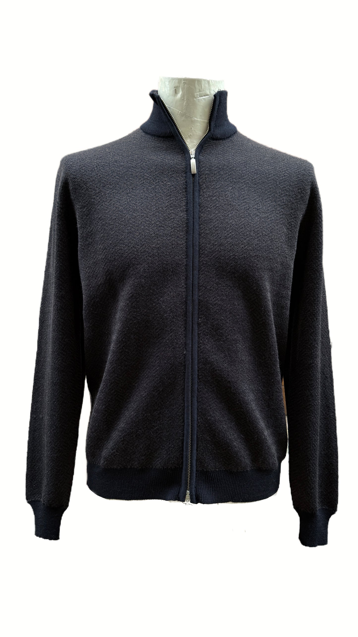 Cardigan con zip blu-marrone