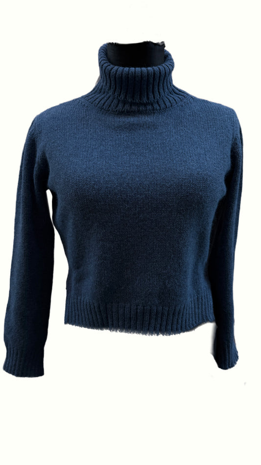 Dolcevita crop blu jeans melange