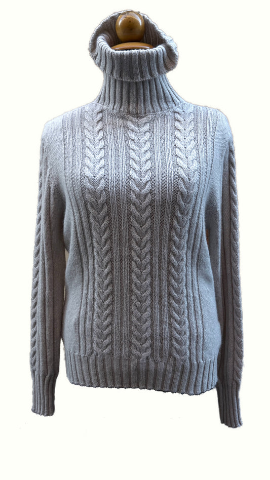 Dolcevita con trecce beige melange