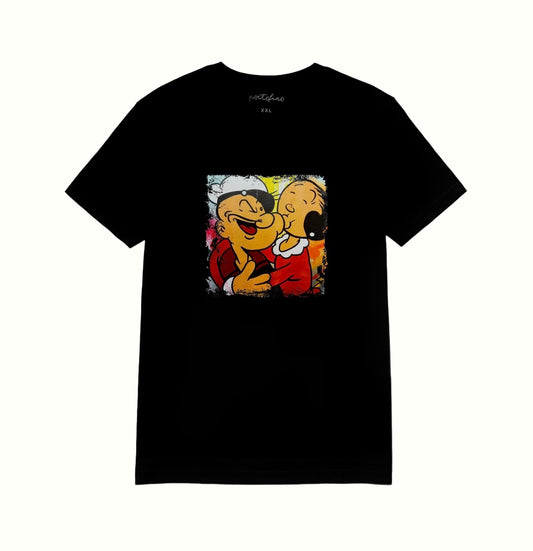 T-shirt nera Popeye-Olivia