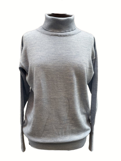 Dolcevita oversize collo morbido azzurro mélange